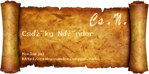 Csáky Nándor névjegykártya