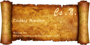 Csáky Nándor névjegykártya